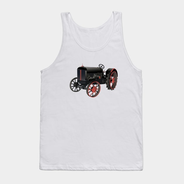 Black and Red Old Tractor Tank Top by NorseTech